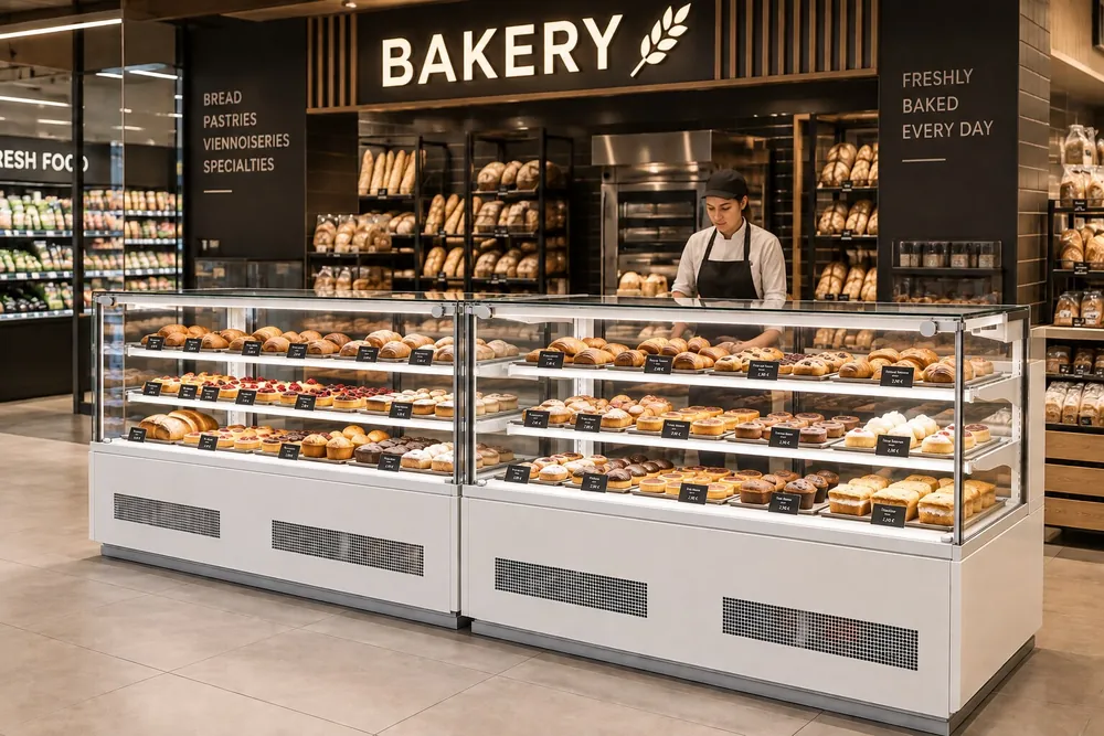 Vitrines de service en boulangerie-pâtisserie